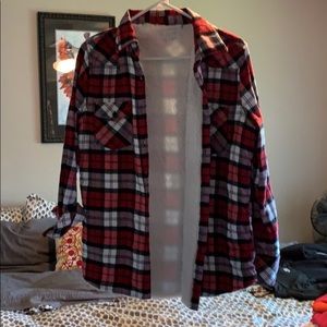 Fleece lined plaid shirt